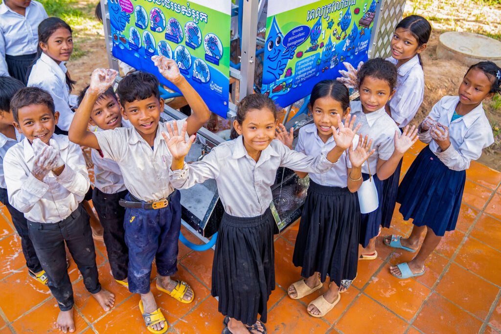 Children handwashing at AquaTower